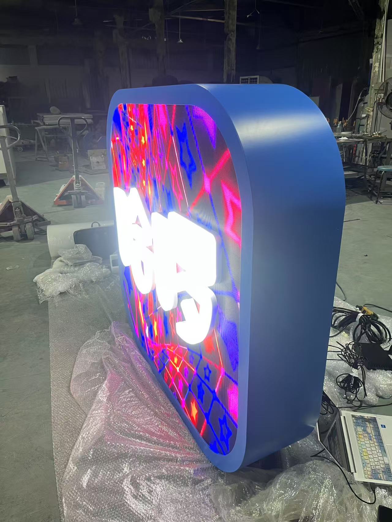 ARGO LED Custom LED Display Case: Hello Hitch Ride Headquarters Front Desk Logo Screen